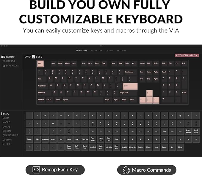 Keychron K10 Pro Wireless Custom Mechanical Keyboard Full-Size QMK/VIA Programmable Bluetooth/Wired White Backlight with Hot-swappable Keychron Super Brown Switch Compatible with Mac Windows Linux