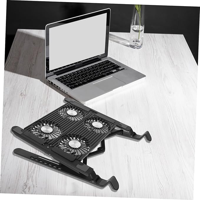Veemoon 1Set Adjustable Laptop Cooling Stand Ergonomic Notebook Riser with USB Interface Portable and Space Saving Design Compatible with Laptops and Gaming Devices