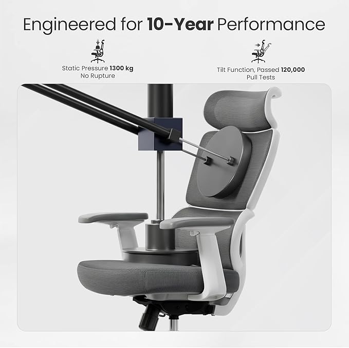 EUREKA ERGONOMIC Lena Mesh Office Chair Ergonomic Office Chair High Back Desk Chair with Oversized Headrest Home Office Desk Chairs for Home &amp Ofiice Work Chair Grey