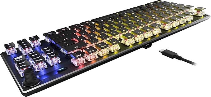 Turtle Beach Vulcan TKL Tenkeyless Linear Mechanical Titan Switch PC Gaming Keyboard with Per-Key AIMO RGB Lighting Anodized Aluminum Top Plate and Detachable USB-C Cable - Black