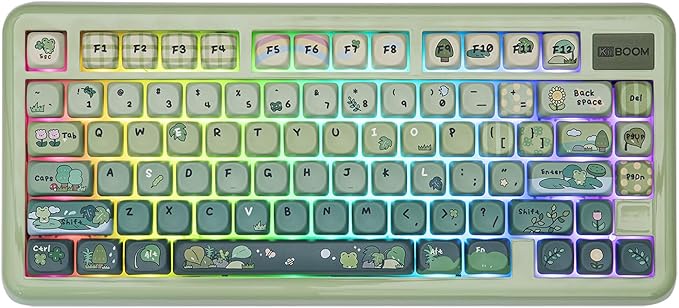 KiiBoom Phantom81 Lite 75% Gasket Mechanical Keyboard QMK&ampVIA Programmable 3 Modes Wireless Gaming Keyboard RGB Backlights ABS Case + UV Tech Hot-Swappable for Windows/Mac/Linux (Green)