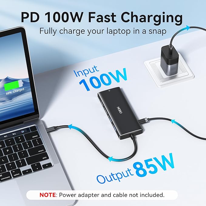 USB C Hub Multiport Adapter 10-in-1 Laptop USB C Docking Station for Dell/HP Laptop Type C Dock to 4K HDMIEthernet100W PD3USB 3.0 2USB 2.0 SD/TF Thunderbolt Dock for MacBook Surface Lenovo