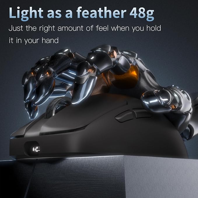 MOTOSPEED X1 4K Mini Wireless Gaming MouseTri-Mode 2.4G/USB-C/Bluetooth Mouse Up to 26000DPIPAW3395 Optical Sensor Lightweight 48g5 programmable ButtonComputer Mouse for LaptopPCMac-Black