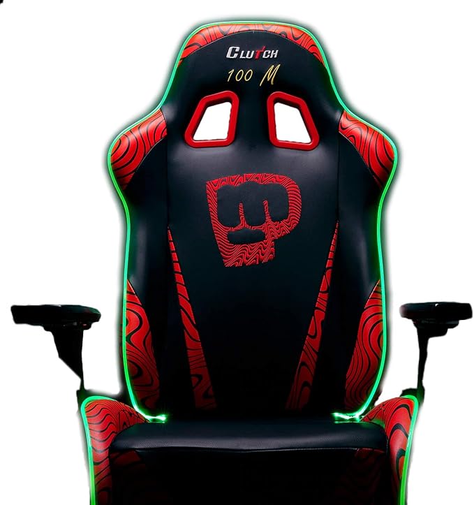 Clutch Chairz Pewdiepie Chair LED 100M - Ergonomic Gaming Chair Video Game Chairs Office Chair High Chair and Lumbar Pillow for Computer Desk - Black - Throttle Series