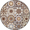 Beige Dark Brown Pale Brown Gaming Chair Mat Round Floor Mats for Office Chair Computer Gaming Desk Mat for Rolling Chair Non-Slip Gaming Rug Retro Old Fashioned Tile Diameter 39.4 in