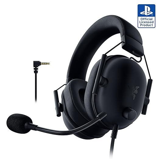 Razer BlackShark V2 X PlayStation Gaming Headset: 50mm Drivers - Cardioid Mic - Lightweight - Comfortable Noise Isolating Earcups - for PS5 Xbox Series X PC Switch via 3.5 mm Audio Jack - Black