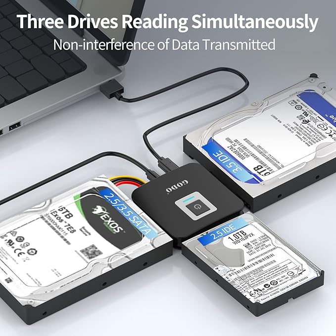 GODO SATA/IDE to USB 3.0 AdapterIDE Hard Drive Adapter Kit Cable Converter for 2.5/3.5 inch and SATA HDD/SSD5.25 CD-ROM/DVD-ROMInclude 12V/2A Power