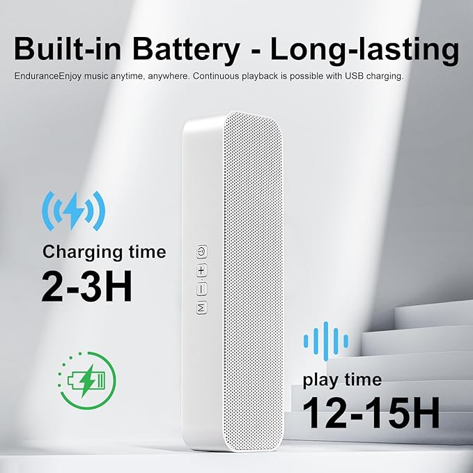Computer Speaker for DesktopRechargeable PC SpeakerSmall Computer Soundbar with Stereo &amp Bass3.5mm Aux-inBluetoothTF PortLoud Volume for Web ConferencesTeacherMusic (White)