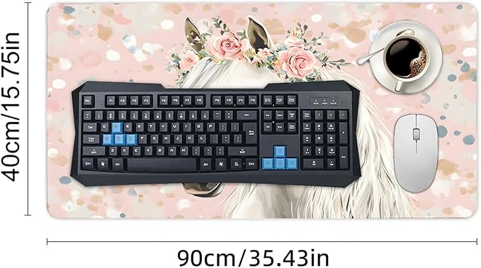 XXL Gaming Mouse Pad Animal Horse Flower XXL Gaming Mouse Pad Large Desk Mat Protector for Desktop Anti-Slip Rubber Extended Computer Keyboard Mat Writing Pad for Work Office 15.7 * 35.4 inB-1775