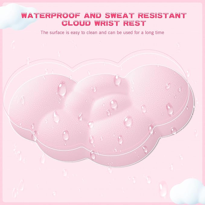 5 in1 Cloud Mouse PadKeyboard Wrist RestMouse Wrist Rest SupportMouse Pad Wirst Rest and Leather Coaster Set with Office Desk MatMemory Foam Ergonomic Easy Typing Pain Relief for Office and Home