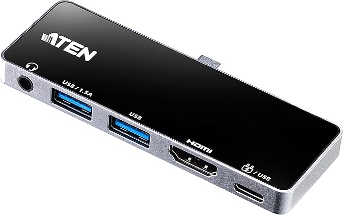 ATEN 5-in-1 USB-C Travel Dock w/Audio Port 92W PD 3840 x 2160 60Hz 30Hz USB 3.2 Thunderbolt 3 HDMI 3.5mm Mic Headphone for Windows Mac iPad Android Mobile Laptop Desktop UH3238