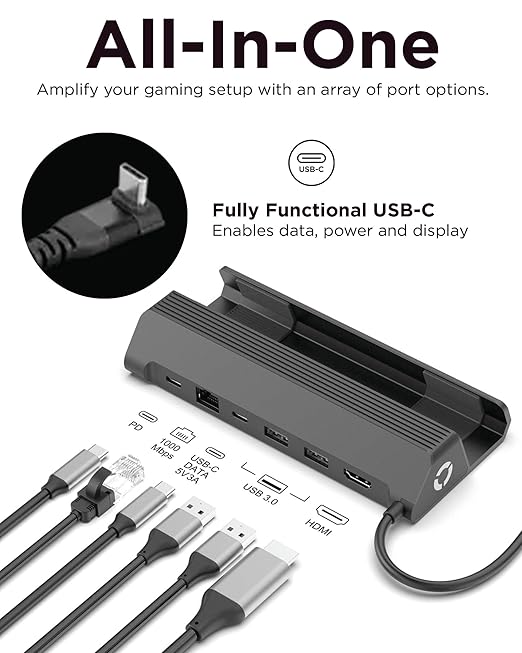 Legion Go USB-C Hub Dock for Legion Go – 6-in-1 Dock Port Expansion Charging Video Ethernet Support