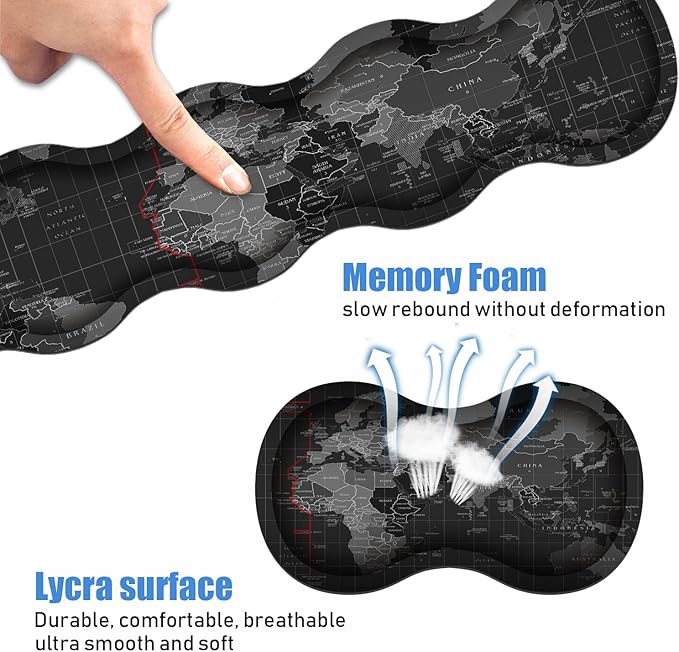 Ergonomic Keyboard Wrist Rest &amp Mouse Pad Wrist Rest Set Large XXL Gaming Mousepad 31.5x 11.8 Memory Foam Easy Typing Pain Relief Multifunctional Desk Mat for Office &amp Home World Map Pa