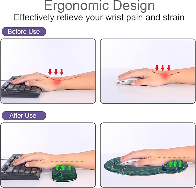 Mouse Pad + Desk Mat + Keyboard Wrist Rest + Coaster 4 in 1 Set Cute Ergonomic Large Gaming Mousepad with Wrist Rest Support Desk Pad for Computer Laptop Office Home Decor-Leaves 2