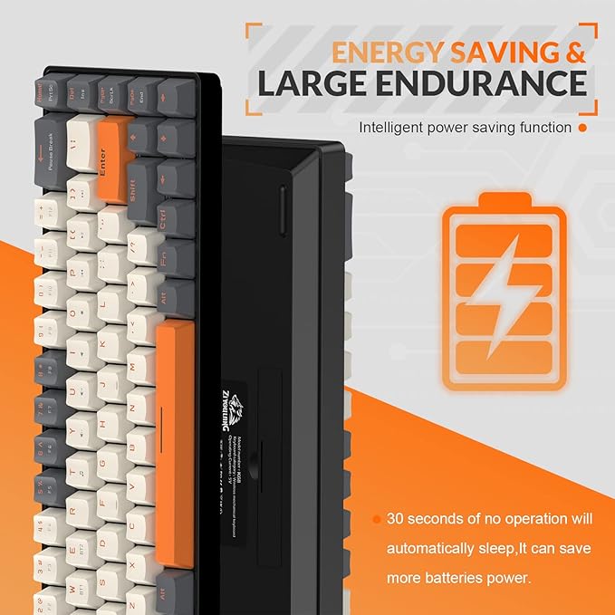 MAGIC-REFINER RK68 60% Wireless Mechanical Keyboard Bluetooth 5.0/2.4GHz with Dual Mode 2-in-1 Receiver Compact 68-Key Hot Swappable Gaming Keyboard Linear Red Switch for PC Mac Xbox Smartphone