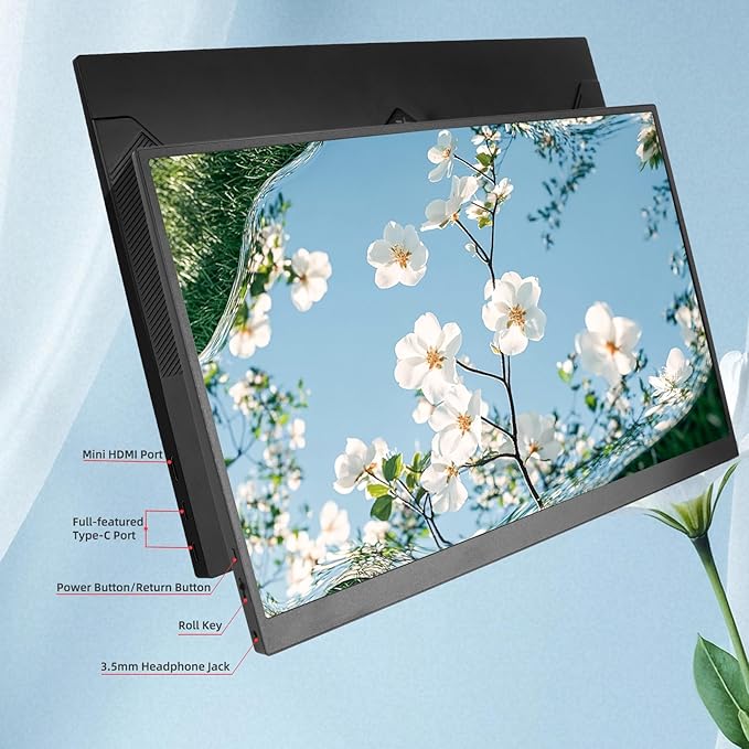 Portable Monitor 16inch 2K QHD USB-C HDMI Computer Display IPS HDR Dual Speakers for Laptop PC Mac Phone PS4/5 Xbox Switch