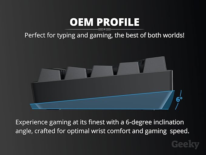 Geeky GK65 SE 65% | Mechanical Gaming Keyboard | 68 Keys Multi Color RGB LED Backlit for PC/Mac Gamer | ANSI US American Layout (Black Mechanical Speed Yellow)