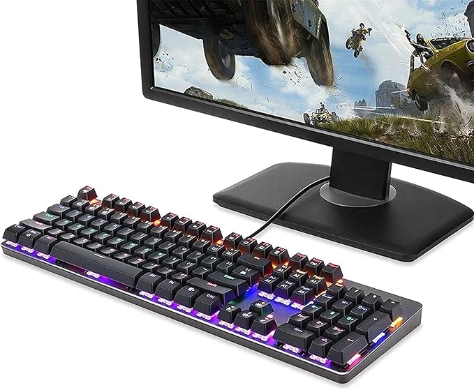 RGB Compact Gaming Keyboard USB Wired 104 Keys Gaming Keyboard LED Backlit Gaming Keyboard for PC Gamer Computer Laptop