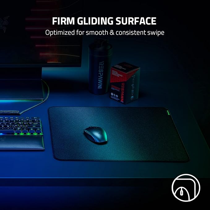 Razer Strider Hybrid Mouse Mat with a Soft Base &amp Smooth Glide: Firm Gliding Surface - Anti-Slip Base - Rollable &amp Portable - Anti-Fraying Stitched Edges - Water-Resistant - XXLarge