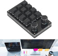 Mechanical Gaming Keyboard Macro 12 Keys 2 Knobs Programmable Wired Keyboard One Handed Keyboard with Red Switch for Office Gaming Industrial Control Laboratory