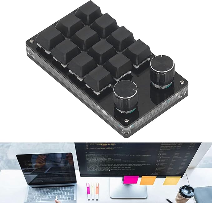 Mechanical Gaming Keyboard 12 Programmable Keys Knobs Wired Red Switch for Office Gaming Music