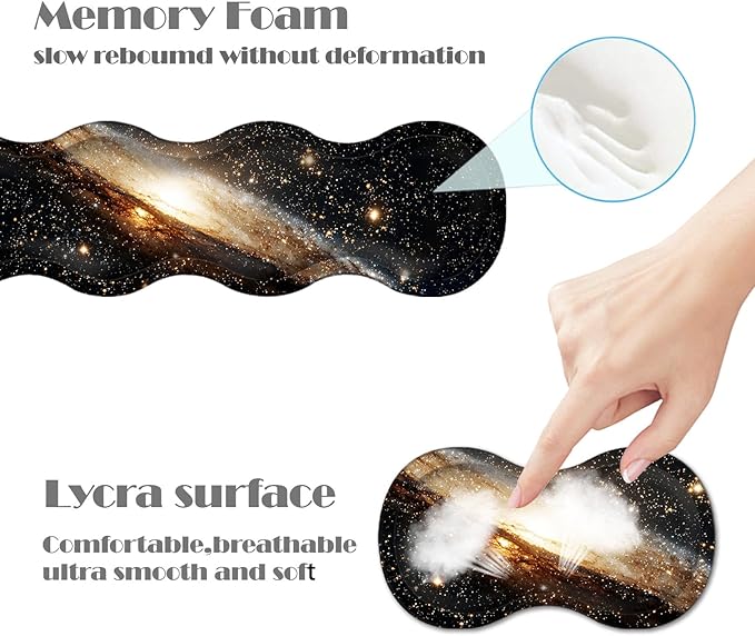 Ergonomic Keyboard Wrist Rest &amp Mouse Pad Wrist Rest SetXL Gaming Desk Mat 31.5x 11.8Non-Slip BaseMemory FoamEasy Typing Pain Relief for Office &amp HomeGalaxy in Deep Space