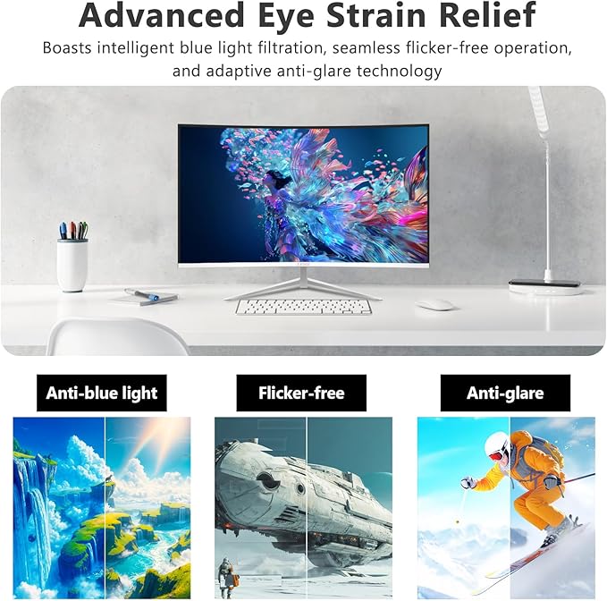 Z-Edge 24-inch Curved Gaming Monitor Full HD 1080P 1920x1080 LED Backlight Monitor with 100Hz Refresh Rate and Eye-Care Technology U24C 178° Wide View Angle DP+HDMI