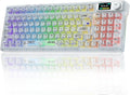 AULA F98 Pro Wireless Mechanical Keyboard with Transparent KeycapsHot-swappablePre-lubed Linear SwitchesGasket StructureRGB BacklitOLED ScreenBT5.0/2.4G/USB-C Wired Computer Keyboard
