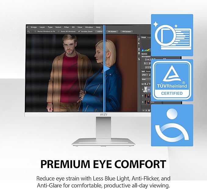 msi PRO MP273QW E14 27-inch IPS 2560 x 1440 (QHD) Computer Monitor 144HzAdaptive-Synch HDMI DP Port VESA Mountable Tilt Speaker 1ms White
