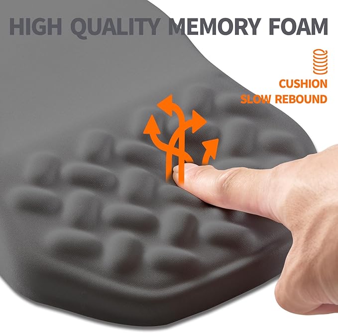 Ergonomic Slope Mouse Pad Wrist Support Wrist Rest Mousepad for Carpal Tunnel Pain Relief with Massage Bulge and Slow Rebound Memory Foam (12x8 inch Dark Gray)
