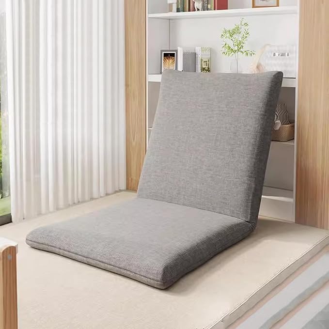 Adjustable Floor Chair Folding Lazy Sofa Padded Lounger Recliner 5-Position Floor Gaming Chair Cushioned Floor Chair with Back Support for Reading MeditatingLight Gray
