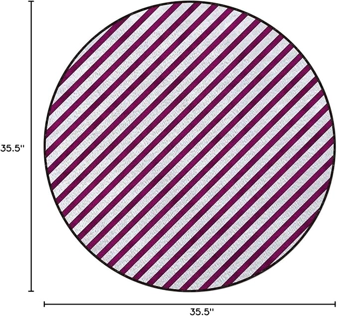 Harbour Stripe Area Rug Rug for Living Room Soft Durable Rugs Carpet for BedroomRound Rug Bicolor Stripes Medieval ContrastMulticolor Diameter 35.5 in