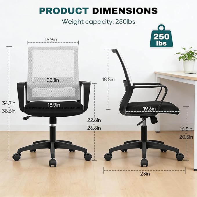PayLessHere Gaming Chair Ergonomic Computer Chair Office Chair Video Game Chairs with Lumbar Support Desk Chair Armrest Mid Black Cushion Swivel Rolling Chair with Wheels for Home Office (White)