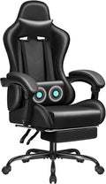 JUMMICO Gaming Chair Ergonomic Computer Chair with Footrest and Massage Lumbar Support Height Adjustable Video Gaming Chair with 360° Swivel Seat and Headrest (Black)