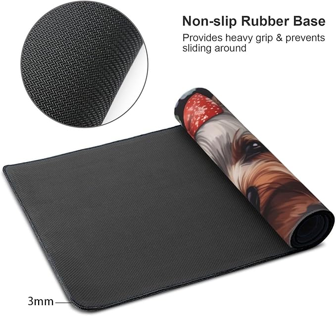Gaming Mouse Pad Extended Full Keyboard Mat with Stitched Edges Anime Large Desk Pad with Non-Slip Base Yorkie Floral Mouse Mat for Gaming and Office 16 x 35.5 inches Mousepad