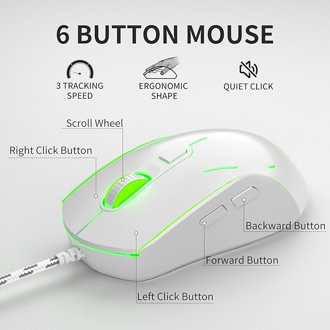 MageGee Creamy Keyboard and Mouse Combo K2 Classic Keyboard Wired RGB Backlit 104 Waterproof Ergonomic PC/Laptop/MAC - Knight Red