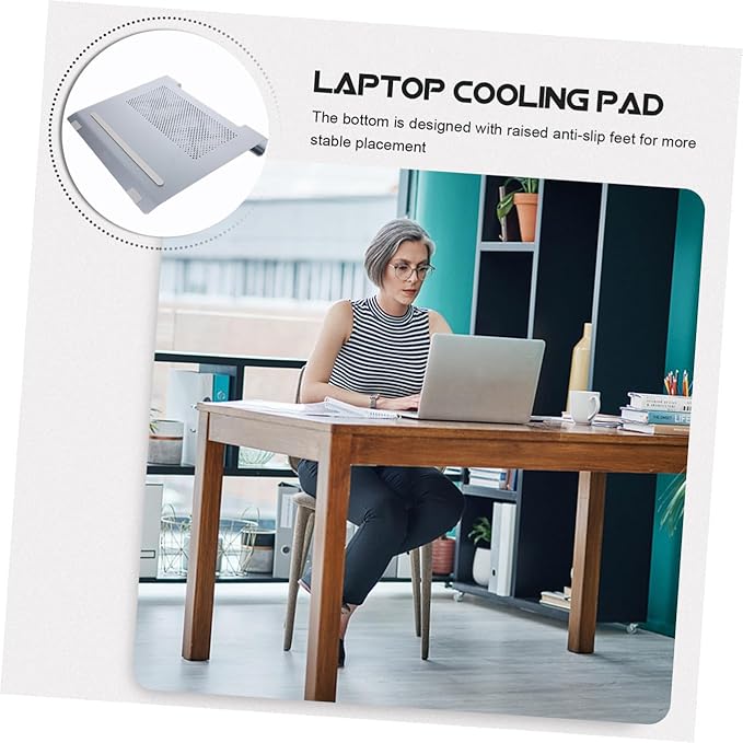 jojofuny Aluminum Alloy Laptop Cooling Pad Stand with USB Fan Ventilated Support for Notebooks to 17.3 Inch Quiet Cooling Rack Compatible with Gaming and Office Laptops Gray