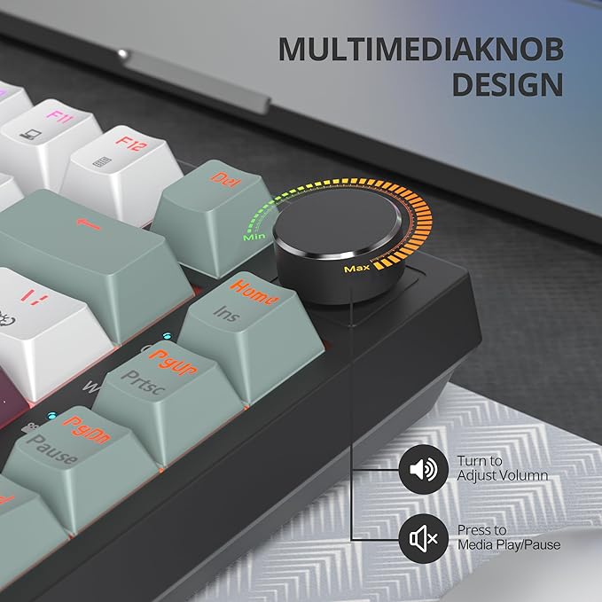 75% Green Mechanical Gaming Keyboard Hot Swappable RGB Custom Keyboard with Knob Gasket Mount Wired TKL Red Switch Keyboard 75 Percent Creamy Mechanical Keyboard (82 Green White)
