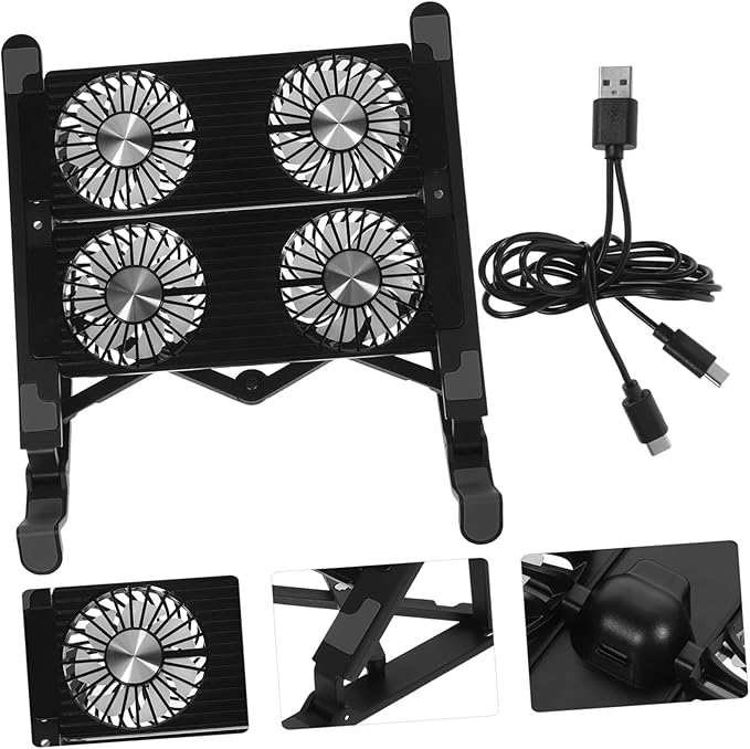 1Set Adjustable Laptop Cooling Stand with Fans Portable Notebook Cooler Pad for Comfortable Use Desk Table USB Powered Ergonomic Design for Efficient Heat Dissipation