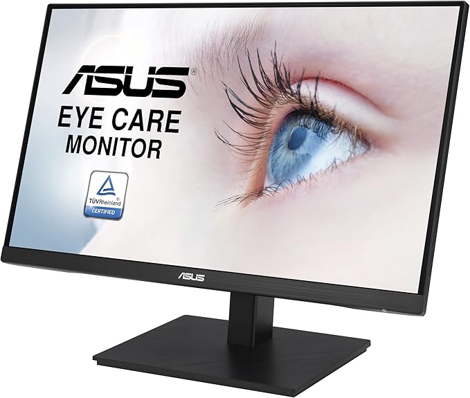 ASUS 24” 1080P Monitor (VA24EQSB) - Full HD IPS 75Hz Built-in Speakers Eye Care Low Blue Light Flicker Free VESA Mountable Height Adjustment Frameless DisplayPort HDMI VGA USB HubBlack