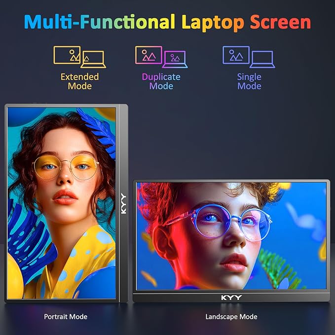 KYY 4K Portable Monitor for Laptop 15.6'' Computer Screen Extender UHD 3840x2160100% sRGB 400 Nits IPS Travel Monitor w/Speakers &amp Smart Cover for Laptop Xbox PS5 Switch PC Phone VESA Compati