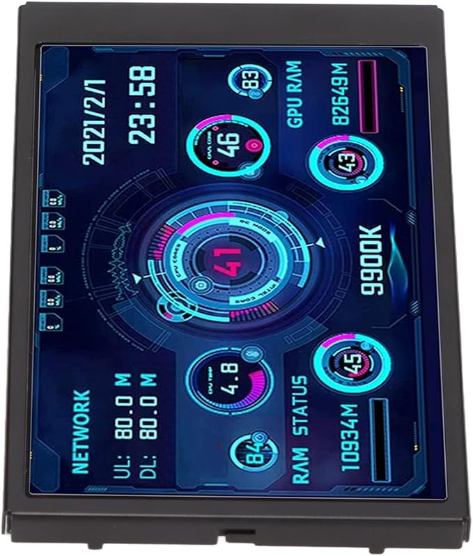 Portable Monitor 3.5in USB Mini Screen CPU Hardware Temperature Monitor Type C Sub Screen PC Temperature Display Screen for Computer Case Displays Computer Network