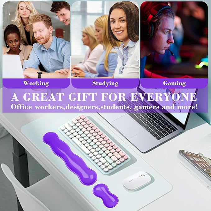Gel Wrist Rest for Keyboard and Mouse Wrist Rest for Keyboard Mouse Wrist Support Pain Relief Cool Touch Non-Skid Keyboard and Mouse Wrist pad Set