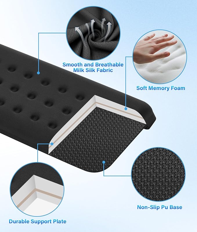 Arm Rest for Desk 3PCS L-Shaped Desk Elbow Pads and Mouse Pad Memory Foam Desk Wrist Rest with Non-Slip Base for Office Home Gaming Study(12 * 4 inch)