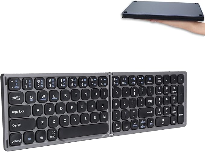 Hilitand Folding Bluetooth Keyboard Ultra?Thin Foldable Keypad Full?Size Typewriter for iOS for Android for Laptop Tablet Smartphone()