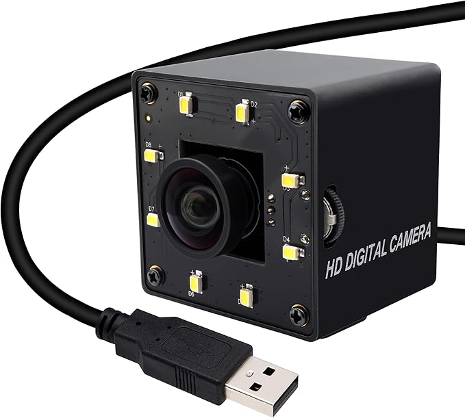 SVPRO 12MP USB Camera with Light 4K Webcam 30fps / 1080P 120fps High Speed IMX577 Sensor Low Light USB Plug and Play for Lightburn PC/Laptop Comptible with Windows/MacOS/Linux/Android