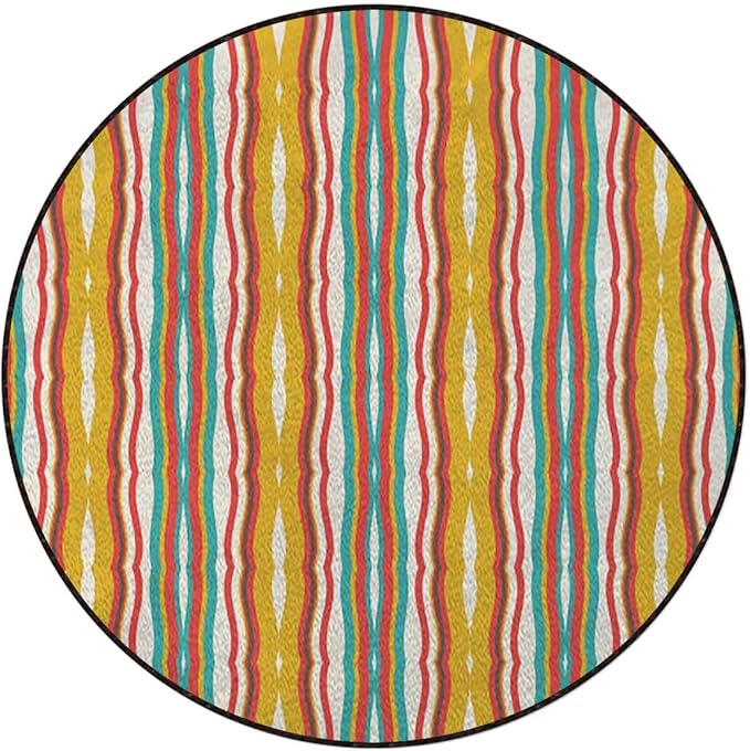 Multi Gaming Chair Mat Under Computer Desk Floor Protector for Rolling Chairs Non Slip Anti Scratches Vertical Abstract Swirl Lines Curved Stylish Diameter 47.2 in