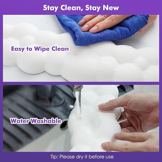 MoKo Cloud Wrist Rest Ergonomic Cloud Keyboard Wrist Rest with Mouse Rest Wrist Pad Upgraded PU Leather Cloud Arm Rest Wrist Pad for Keyboard and Mouse for Office Gaming Computer Laptop White