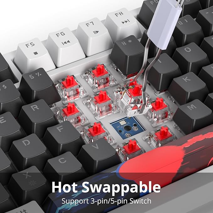 75% Mechanical Gasket Mount TKL Gaming Keyboard - Wired Custom Hot Swappable RGB Backlit for PC &amp Laptop Gamers (Black)
