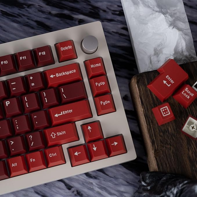 Custom PBT Keycaps 173 Keys Double Shot Cherry Profile Keycap Minimalist Red Key caps Set with Key Puller for Mechanical Keyboard Compatible with ANSI ISO Layout